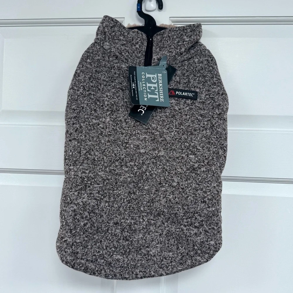 Berkshire Pet Polartec Dog Coat Brown Mole XS Fleece Sherpa Lined 1/4 Zip